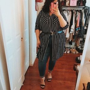 Longline Striped Duster